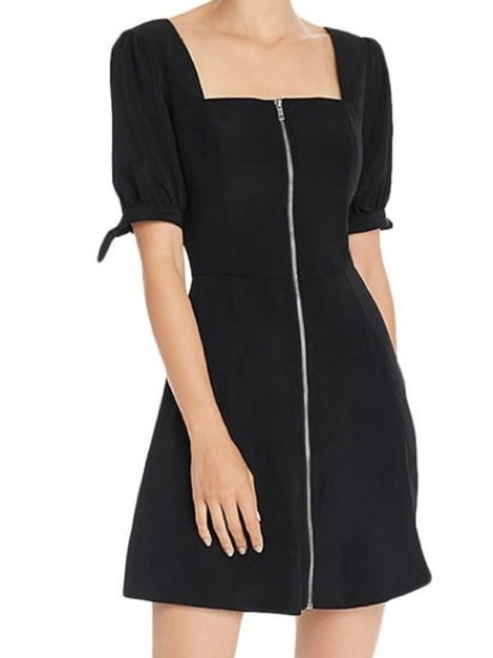 Aqua Dresses & Skirts - Aqua Black Square-Neck Mini Dress with Front Zip